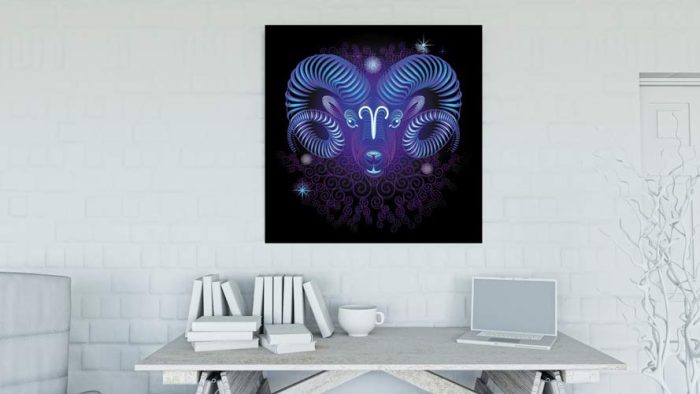 Κριός Neon σε καμβά με τελάρο