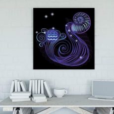 Υδροχόος Neon σε καμβά με τελάρο