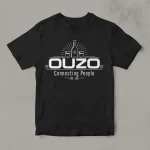 Μαύρο μπλουζάκι για ούζο με σχέδιο Ouzo Connecting People