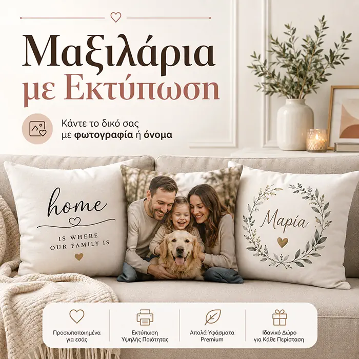 Προσωποποιημένα μαξιλάρια με φωτογραφία ή όνομα