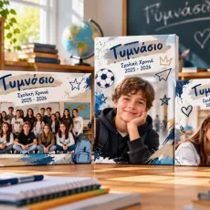 Καμβάς Γυμνασίου–Λυκείου με φωτογραφία μαθητή και σχολικό σχέδιο