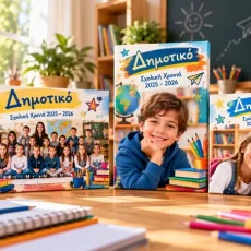 Καμβάς Δημοτικού με φωτογραφία μαθητή και σχολικό σχέδιο