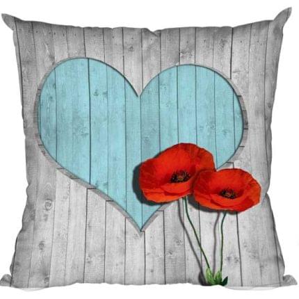 Διακοσμητικό μαξιλάρι έρωτας καρδιά παπαρούνες