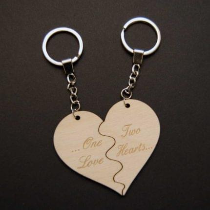 Ξύλινη διαιρούμενη καρδιά μπρελόκ