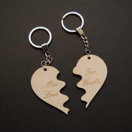 Ξύλινη διαιρούμενη καρδιά μπρελόκ