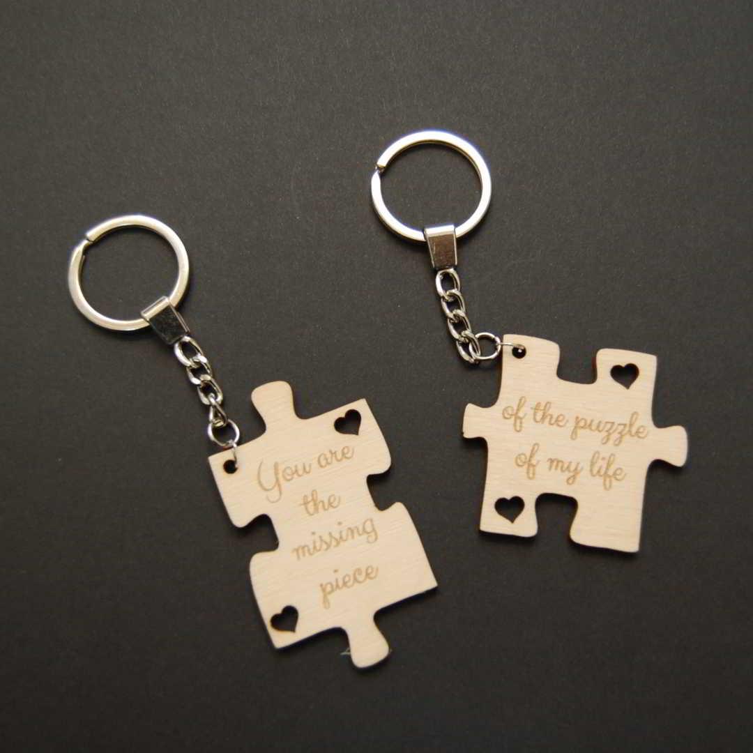 Ξύλινο διπλό Puzzle μπρελόκ