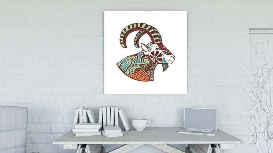 Αιγόκερος σε καμβά με τελάρο