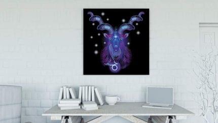 Αιγόκερος Neon σε καμβά με τελάρο