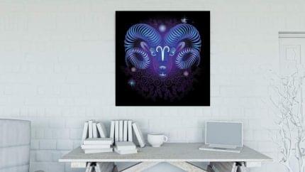 Κριός Neon σε καμβά με τελάρο