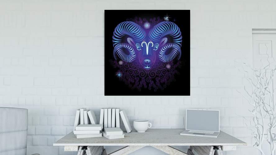 zodio_neon_krios Κριός Neon σε καμβά με τελάρο