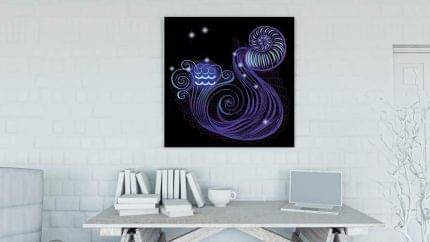 Υδροχόος Neon σε καμβά με τελάρο