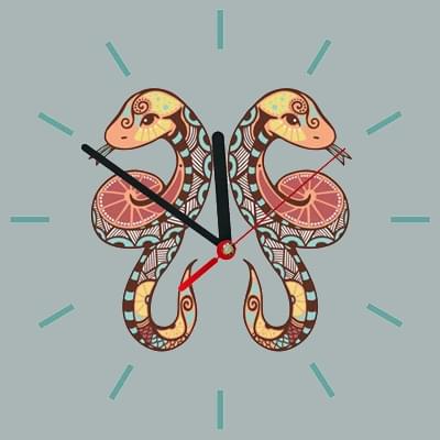 Ρολόι τοίχου τετράγωνο με ζώδιο Δίδυμοι