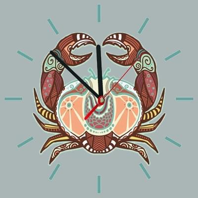 Ρολόι τοίχου τετράγωνο με ζώδιο Καρκίνος