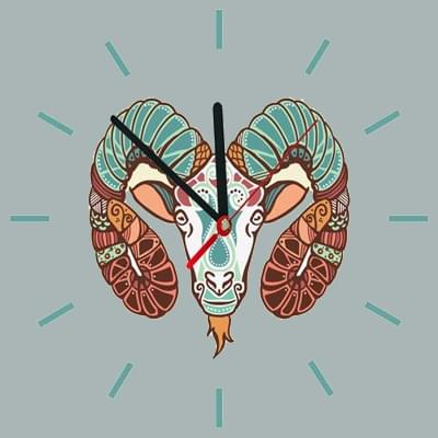 Ρολόι τοίχου τετράγωνο με ζώδιο Κριός