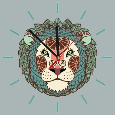 Ρολόι τοίχου τετράγωνο με ζώδιο Λέων