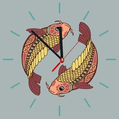 roloi_toixoy_zodio_psaria Ρολόι τοίχου τετράγωνο με ζώδιο Ιχθείς