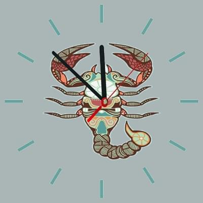 Ρολόι τοίχου τετράγωνο με ζώδιο Σκορπιός