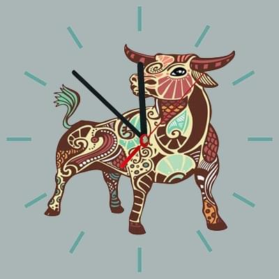 Ρολόι τοίχου τετράγωνο με ζώδιο Ταύρος