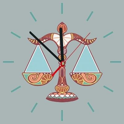 Ρολόι τοίχου τετράγωνο με ζώδιο Ζυγός