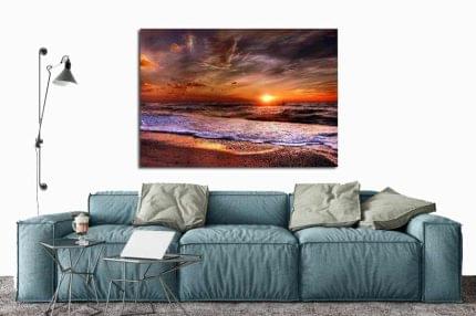 Πίνακας σε καμβά Ηλιοβασίλεμα στη Παραλία