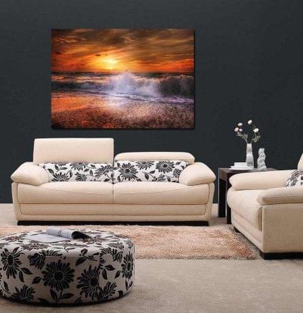 Πίνακας σε καμβά Ηλιοβασίλεμα στο Κύμα