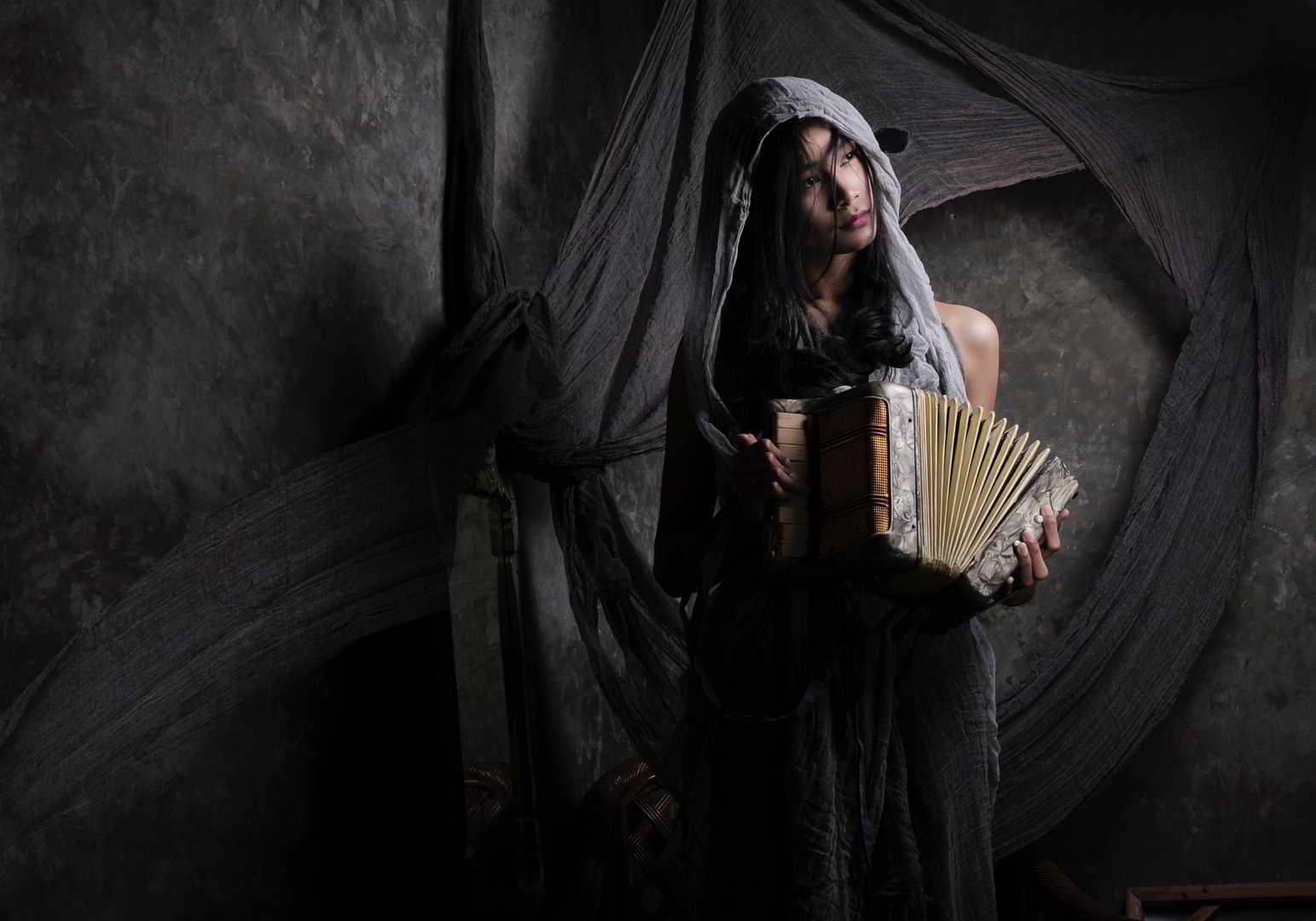 Πίνακας σε καμβά Παιδί με Ακορντεόν