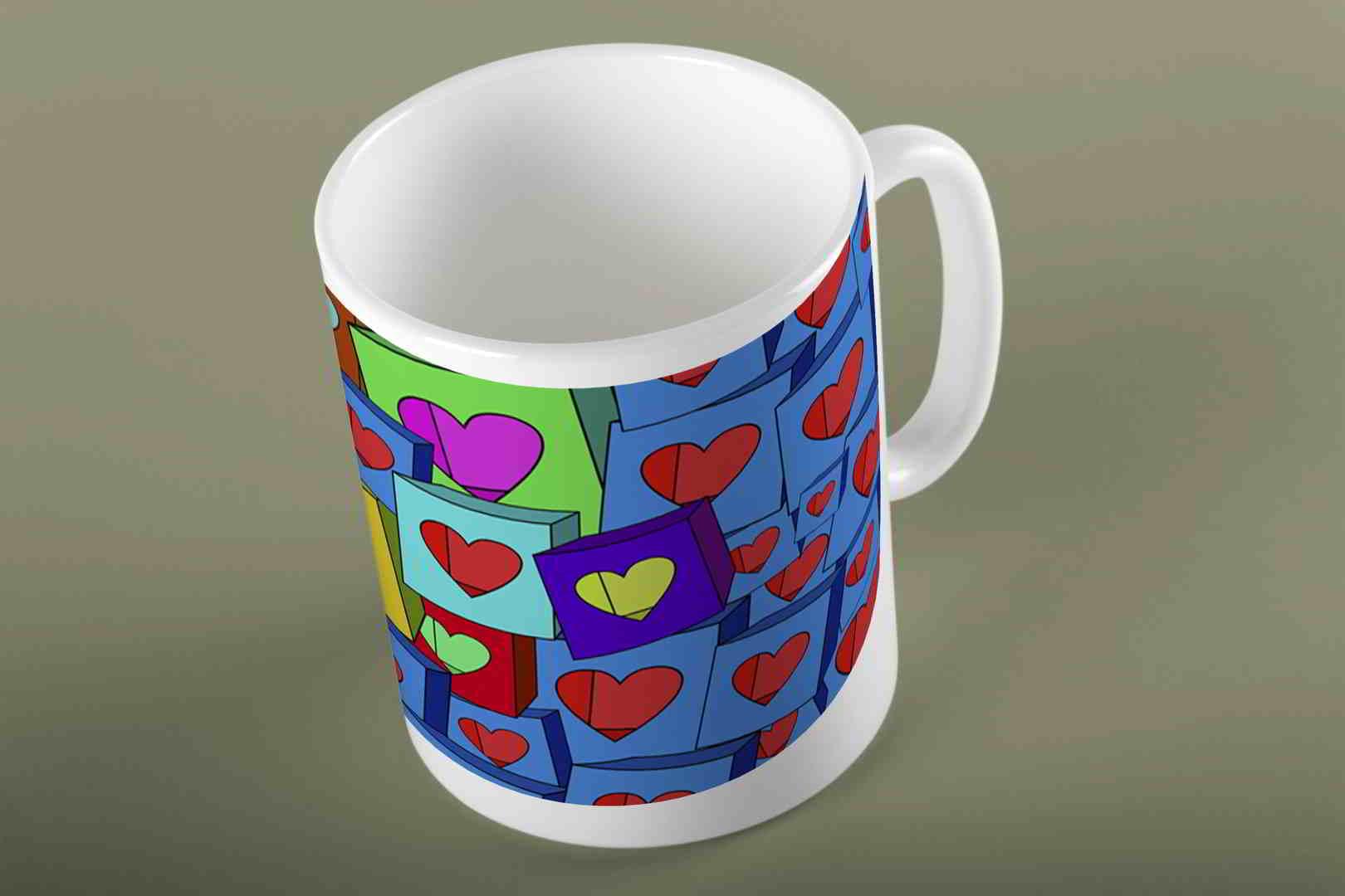 Κούπα με παράσταση Καρδιές κύβοι