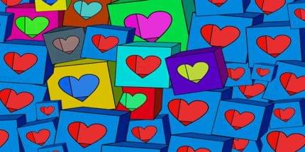 Κούπα με παράσταση Καρδιές κύβοι