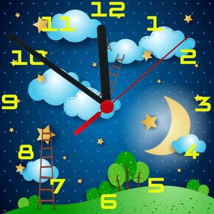 Τετράγωνο ρολόι τοίχου Καληνύχτα