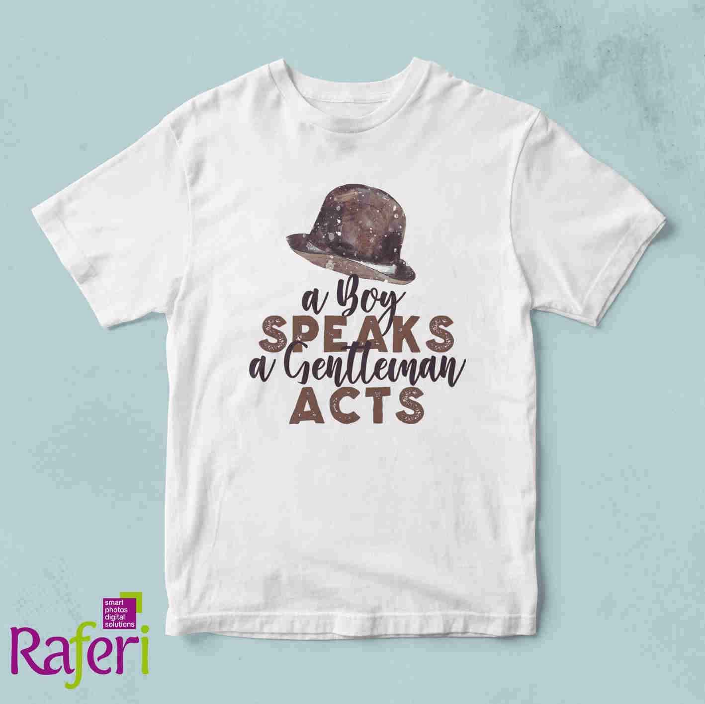 T_shirt_a_boy_speaks_a_gentleman_acts_leuko T-shirt Act speaking
